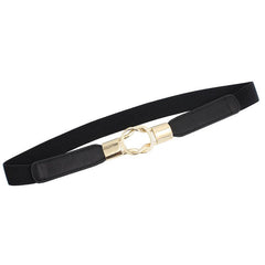 Double Cross Buckle Belt Thin Elastic Dress Belt Solid Coat Belts