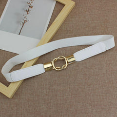 Double Cross Buckle Belt Thin Elastic Dress Belt Solid Coat Belts