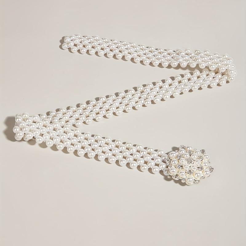 Faux Pearl Girdle Belt for Women