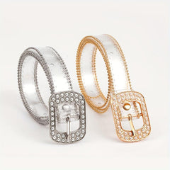 Faux Pearl Buckle Y2K Belt Beads Decor Transparent PVC Beaded Edge Belt