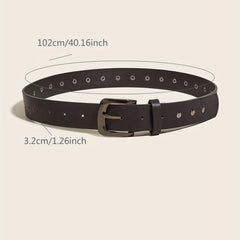 Unisex Pin Buckle Rivet Belt PU Leather Casual Jeans Pants Belt