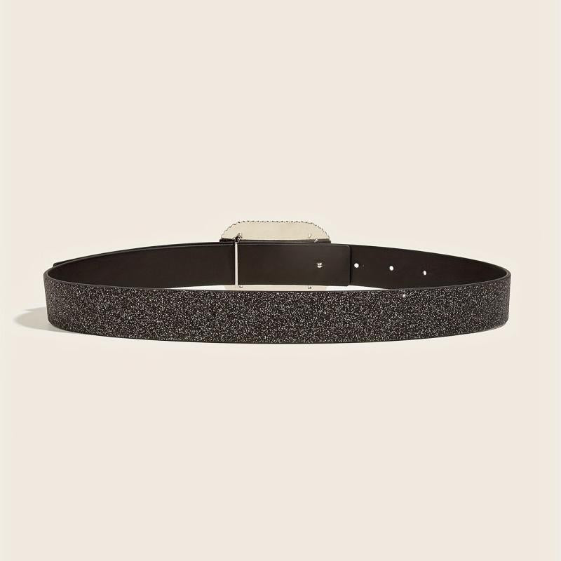 Sparkly PU Belt Hollow Rectangular Buckle Dress Girdle