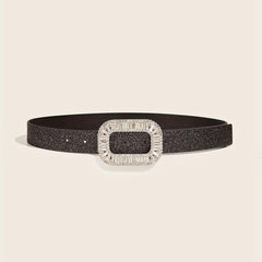 Sparkly PU Belt Hollow Rectangular Buckle Dress Girdle