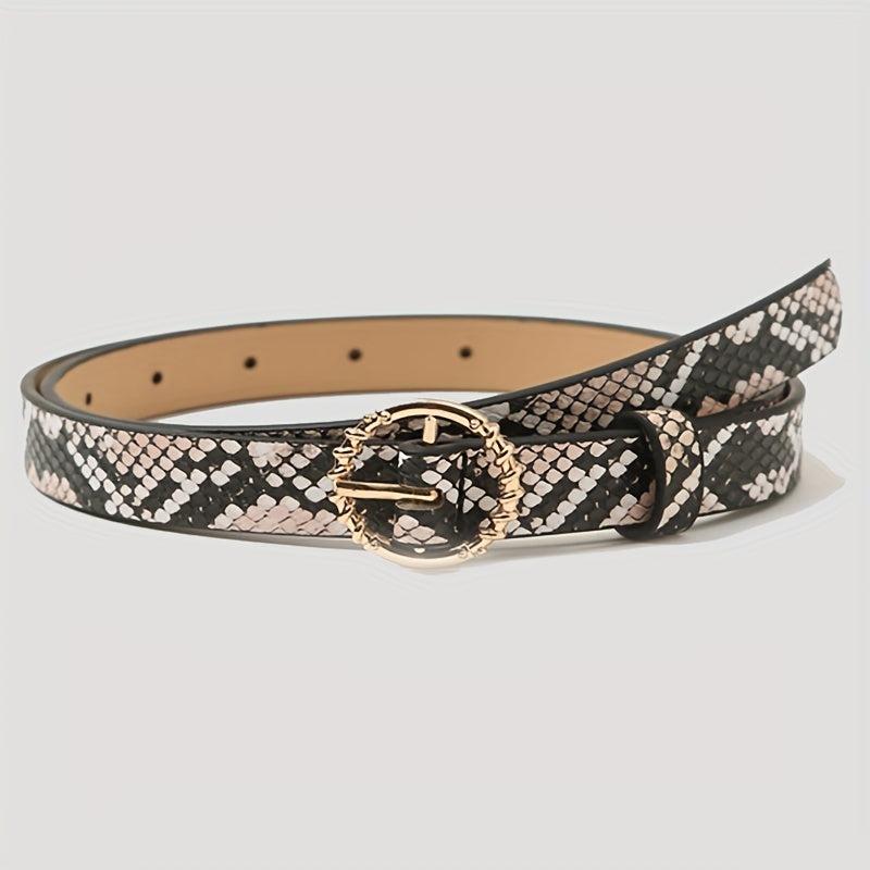 5pcs Stylish PU Belt Snake Leopard Print Vintage Belt Thin Dress Girdle