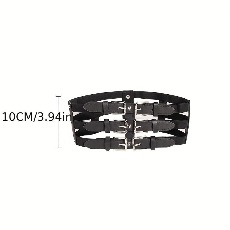 Wide Belt Punk Waistband Three Layer Girdle