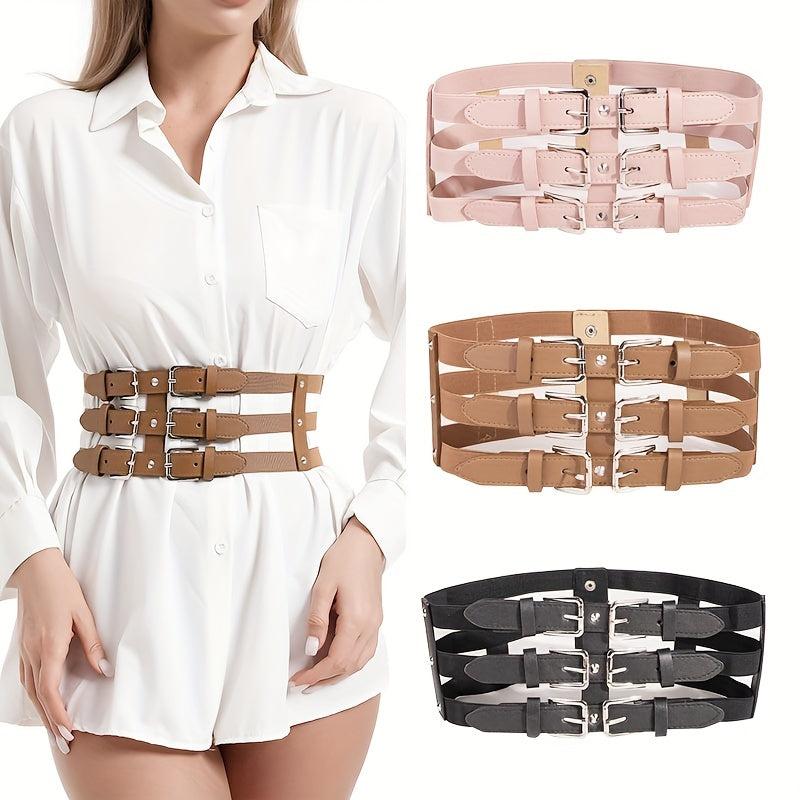 Wide Belt Punk Waistband Three Layer Girdle