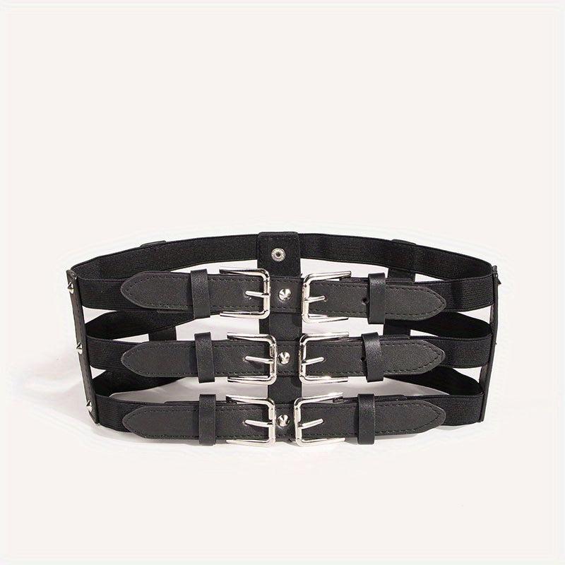 Wide Belt Punk Waistband Three Layer Girdle