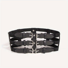 Wide Belt Punk Waistband Three Layer Girdle
