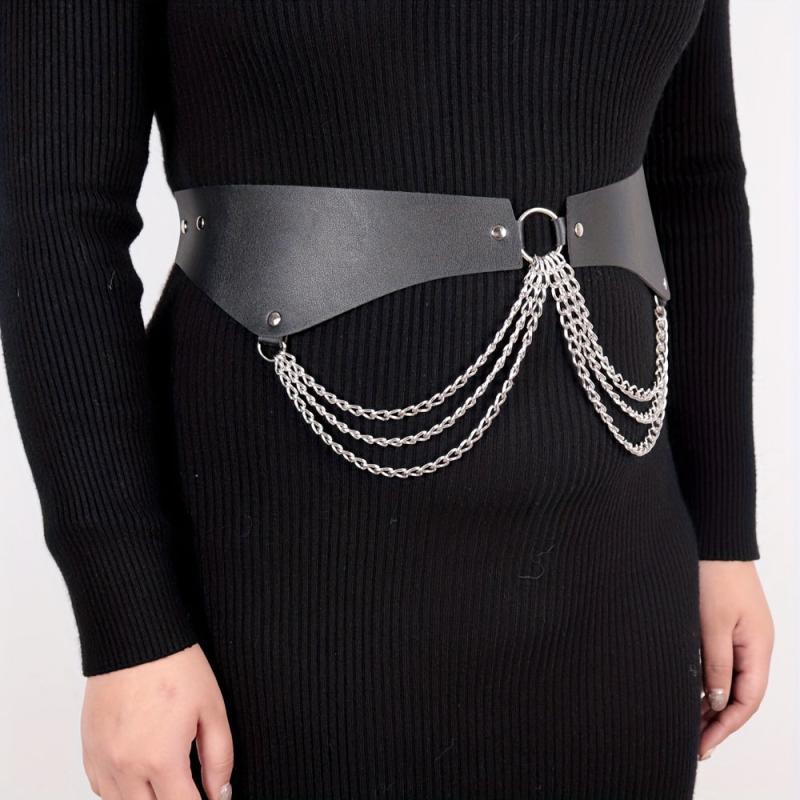  Chain Tassel Waistband Harness Belt Gothic Layer