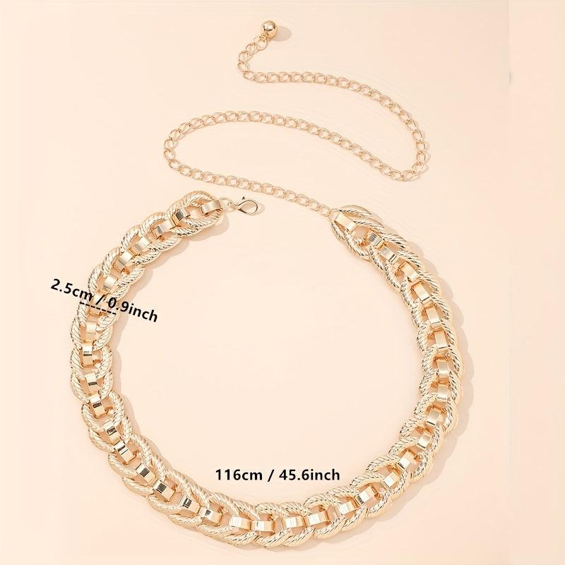 Threaded Ring Waist Chain Single Layer Golden Metal Chain Belt