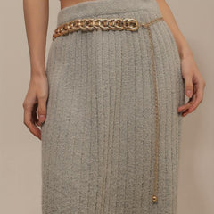 Threaded Ring Waist Chain Single Layer Golden Metal Chain Belt