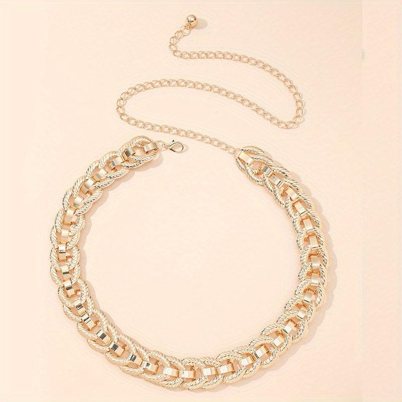 Threaded Ring Waist Chain Single Layer Golden Metal Chain Belt