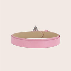 Pink Y2K PU Leather Belt Rhinestone Inlaid Pentagram Buckle Waistband