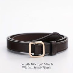 Coffee Vintage PU Leather Belt with Square Metal Buckle