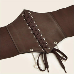 Heart Pendant Lace Up Belt Punk Bowknot Corset Belt Women Elastic
