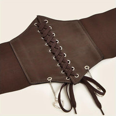 Heart Pendant Lace Up Belt Punk Bowknot Corset Belt Women Elastic