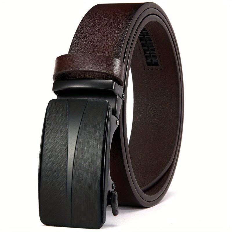 1pc Men's Leather Ratchet Belt Automatic Buckle Belts