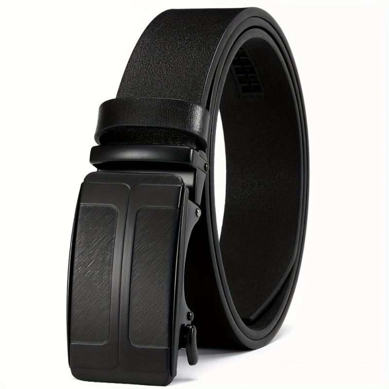 1pc Men's Leather Ratchet Belt Automatic Buckle Belts