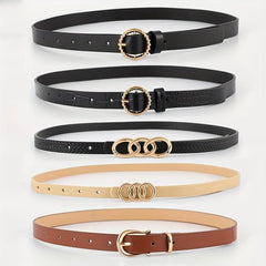 5pcs Set PU Belt Solid Casual Jeans Pants Belt for Women