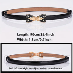 Stylish Thin Belt Solid PU Belt Waistband Decorative Dress Coat Girdle