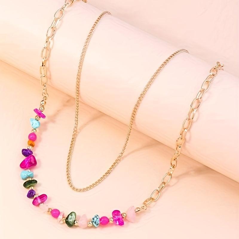 Double Layer Beaded Waist Chain Golden Chain Belt Summer Beach Belly Chain Dress