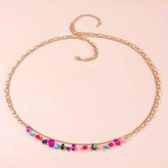 Double Layer Beaded Waist Chain Golden Chain Belt Summer Beach Belly Chain Dress