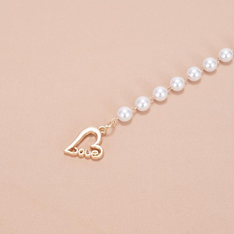 Faux Pearl Waist Chain Belt Floral Decor Sweater Stiletto Belt