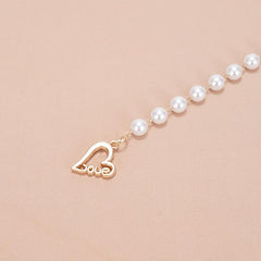 Faux Pearl Waist Chain Belt Floral Decor Sweater Stiletto Belt