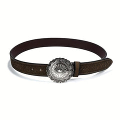 Vintage Carved Buckle PU Belt Boho Embossed Belt For Women