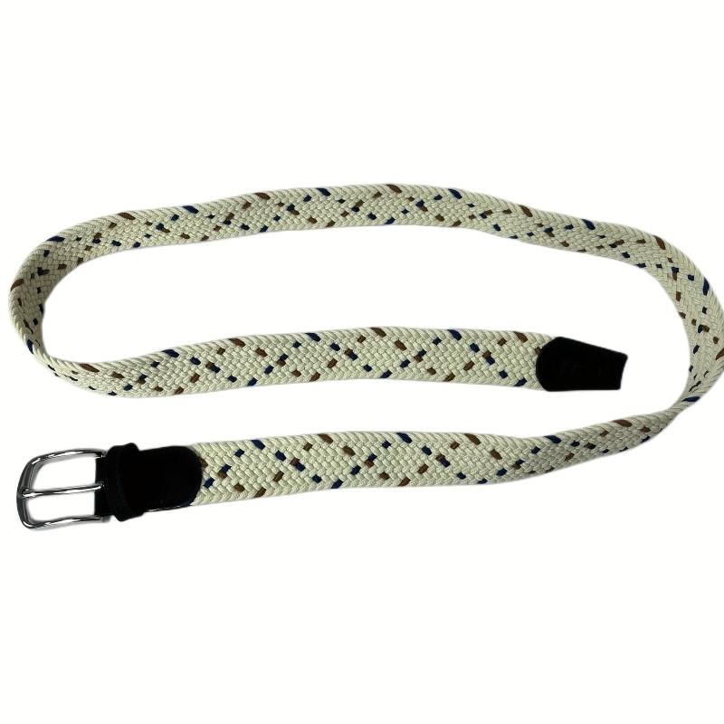 Casual Beige Square Plaited Belt Men's Canvas Woven Belt