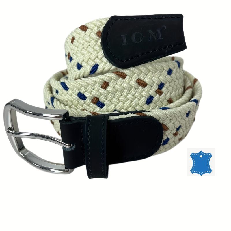 Casual Beige Square Plaited Belt Men's Canvas Woven Belt