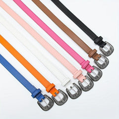 Vintage Carved Buckle PU Belt Classic Candy Casual Waist Belt for Women
