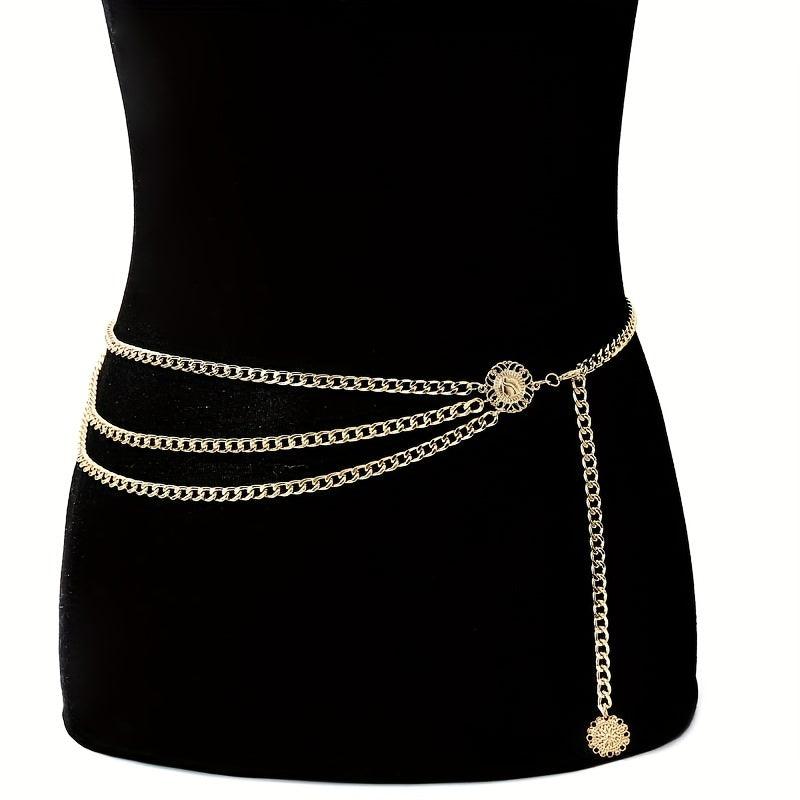 Metal Sunflower Waist Chain Tassel Chain Women Belly Chain Accessories