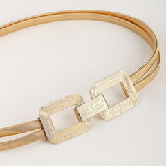 Geometric Buckle Metal Stretch Belt Golden Women's Dress Coat Waist Belt