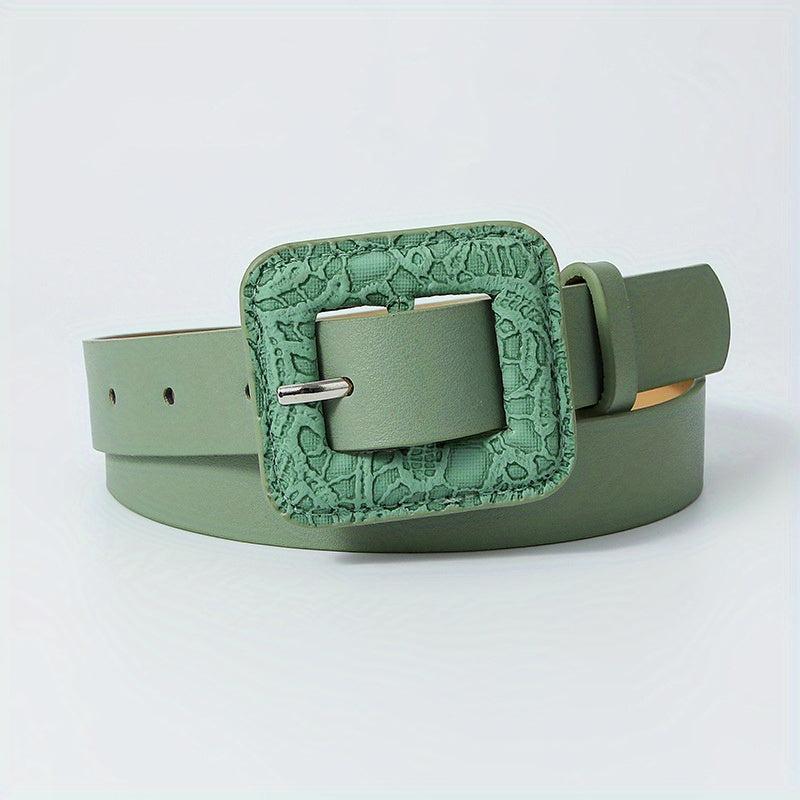 Vintage Square Buckle PU Belt Wide Belt for Women