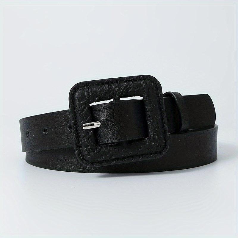 Vintage Square Buckle PU Belt Wide Belt for Women