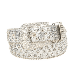 Sparkling Silvery Rhinestone Hip Hop Belt