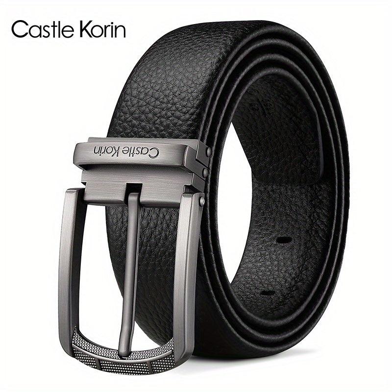 Men's Genuine Leather Belt with Alloy Pin Buckle