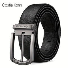 Men's Genuine Leather Belt with Alloy Pin Buckle