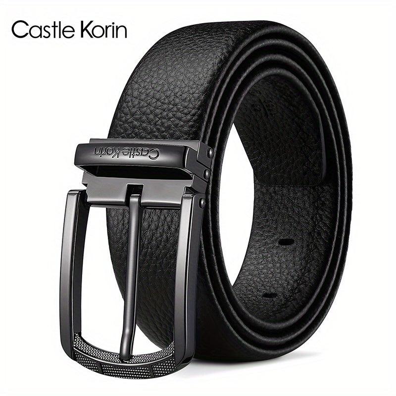 Men's Genuine Leather Belt with Alloy Pin Buckle
