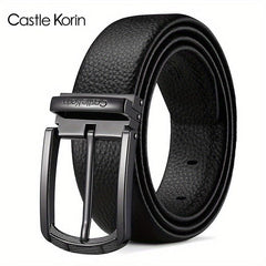 Men's Genuine Leather Belt with Alloy Pin Buckle