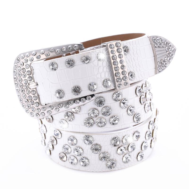 Y2K Rhinestone PU Belt Hip Hop Jeans Pants Punk Western Cowboy Cowgirl Belts
