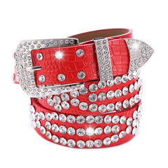 Y2K Rhinestone PU Belt Hip Hop Jeans Pants Punk Western Cowboy Cowgirl Belts