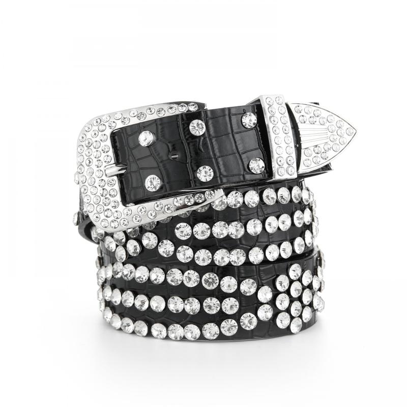 Y2K Rhinestone PU Belt Hip Hop Jeans Pants Punk Western Cowboy Cowgirl Belts