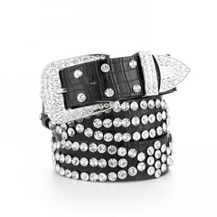 Y2K Rhinestone PU Belt Hip Hop Jeans Pants Punk Western Cowboy Cowgirl Belts