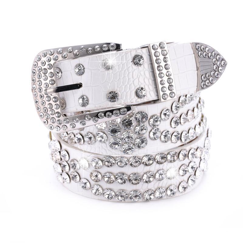 Y2K Rhinestone PU Belt Hip Hop Jeans Pants Punk Western Cowboy Cowgirl Belts