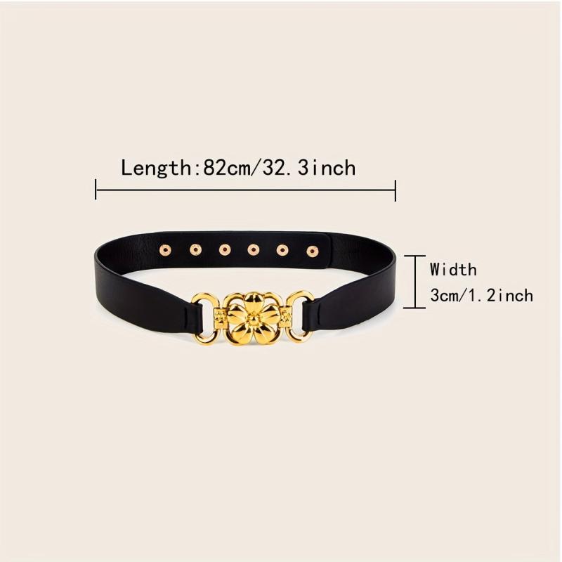 Vintage Flower Buckle Belt Elastic Wide Waistband for Women