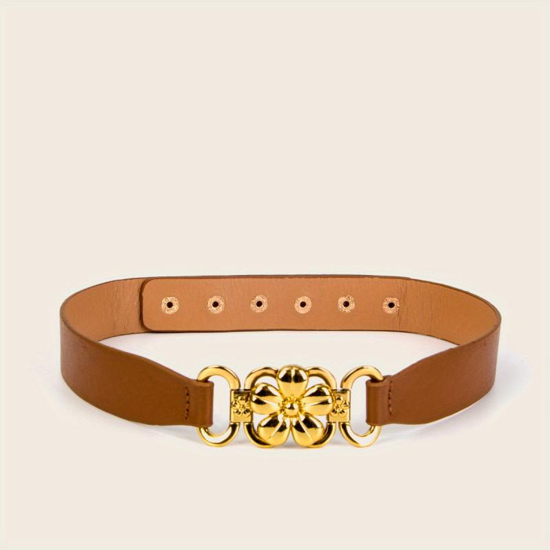 Vintage Flower Buckle Belt Elastic Wide Waistband for Women