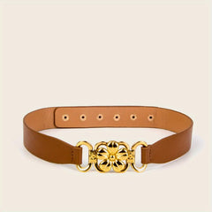 Vintage Flower Buckle Belt Elastic Wide Waistband for Women