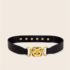 Vintage Flower Buckle Belt Elastic Wide Waistband for Women
